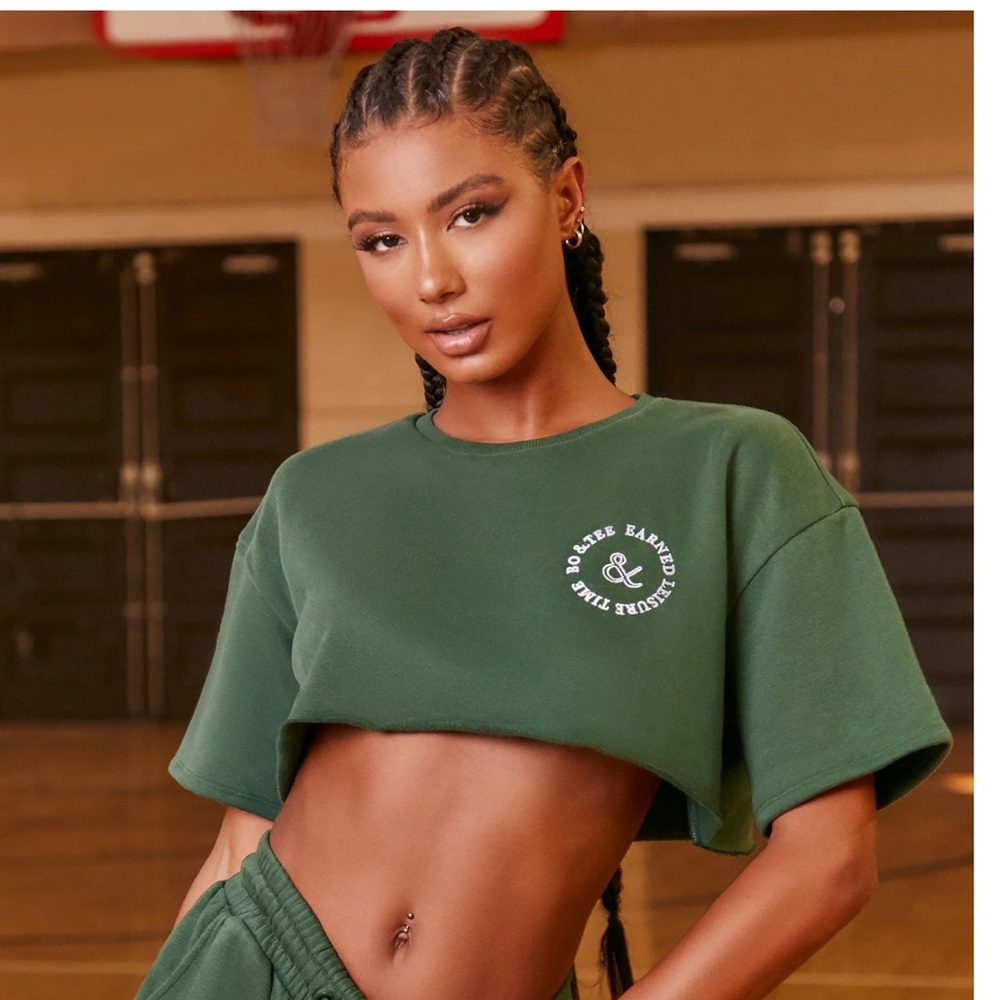Oh Polly Forest Green Athletic Shorts and Crop Top